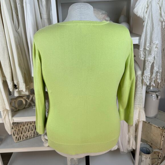 Christopher & Banks sz. XL light green embroidered sweater. 3/4 sleeve. #4246 - Picture 5 of 9
